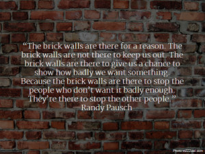 the brick walls are there for a reason the brick walls are not there ...