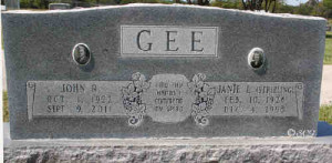 Burial records findagrave John Raymond Gee Damascus Cemetery