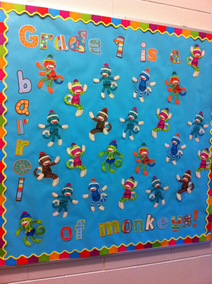 ... in the hallway. I love this colourful sock monkey accents! Too cute