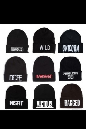 hat beanie black quote on it edit tags