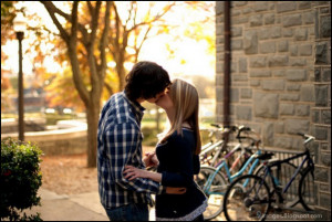 Kiss, couple, hug, cute, love, bike