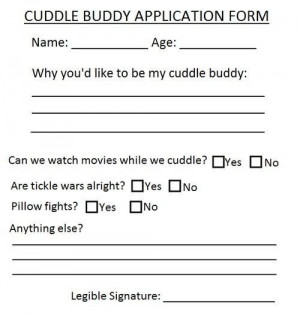 cuddle buddy application form on Tumblr