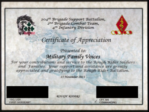 Certificate of Appreciation - 2011