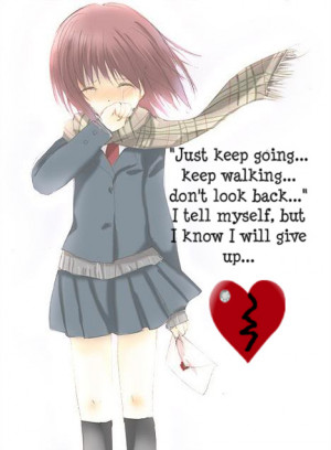 sad anime girl crying with quotes