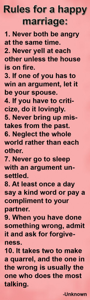 rules. I think the most important thing I've learned from marriage ...