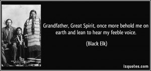 ... more behold me on earth and lean to hear my feeble voice. - Black Elk