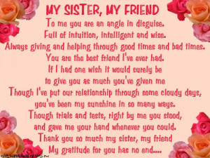 my sister my friend to me you are an angel in disguise full of ...