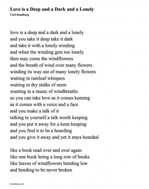 Love is a Deep and a Dark and a Lonely by Carl Sandburg