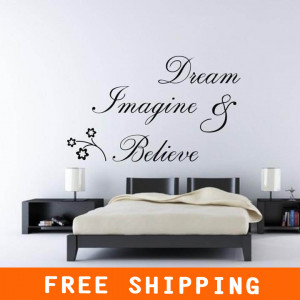 Family Funny Dream Believe Flowers Creative Quote Removable Vinyl Home ...