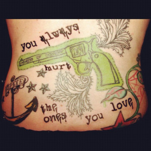 back #tattoo #gun #quote