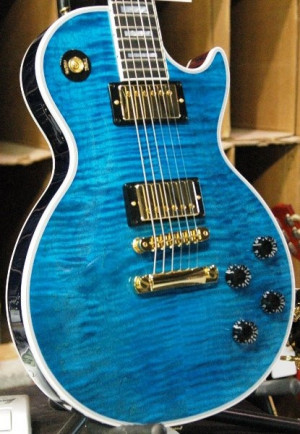 Les Paul Custom Figured Top in Aqua Blue: Gibson Custom Aqua, Guitar ...