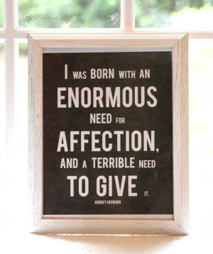 Affection- Audrey Hepburn Quote art print, Wedding Gift or Home Decor ...