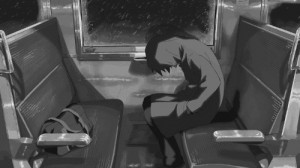 black and white, sad, anime, lonely