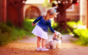 Baby Girl Friendship with Dog hd wallpapers