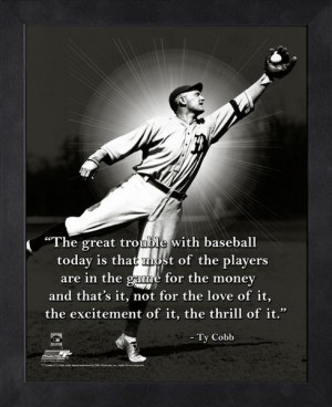 Detroit Tigers Ty Cobb Baseball Framed Pro Quote