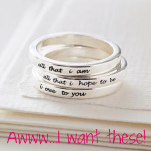 Rings With Quotes On Them Stackable rings with a quote