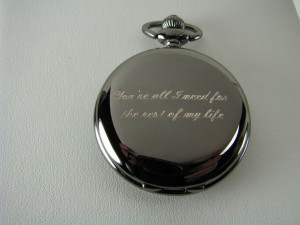 Engraved pocket watch from the Bride to the Groom on their wedding day ...