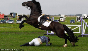 ... Mercer, 26, bravely refused first aid after falling from her horse d
