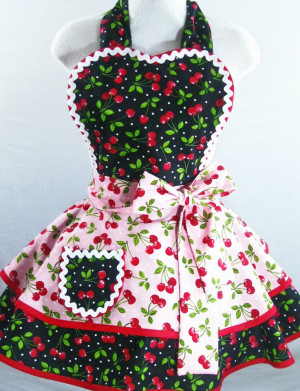 Red Cherry Apron by sjcnace4 at Etsy.