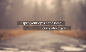 Open your eyes handsome. I’m crazy about you.