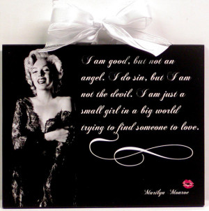 Marilyn Monroe Quote I'm Good But Not An Angel Wooden Wall Plaque Sign