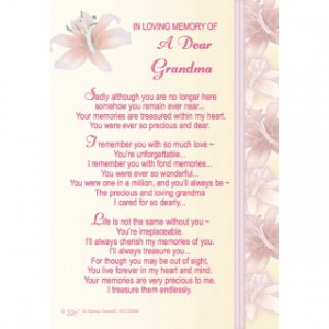 In Loving Memory Of A Dear Grandma' Graveside Memorial Card With ...
