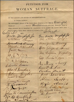 Petition for Woman Suffrage Signed by Frederick Douglass, Jr