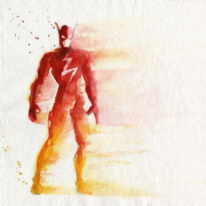 Superhero Watercolor Art - The Flash