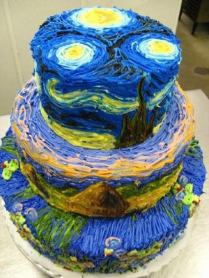 Wow. Van Gogh starry night sky inspired cake
