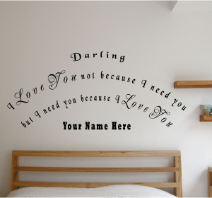 ... need you because I love you - with a personalised name - Wall Quote