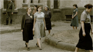 In an reenactment, Meri Roth, right, as Hannah Senesh, & Marcela ...