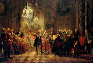 Friedrich II. beim Flötenspiel. Gemälde von Adolph Menzel um 1852