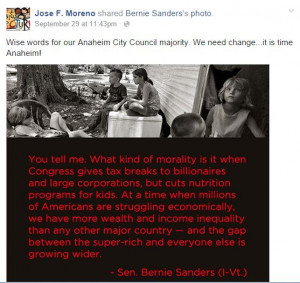 Jose Moreno Thinks Anaheim Should Listen To…Socialist Bernie Sanders ...