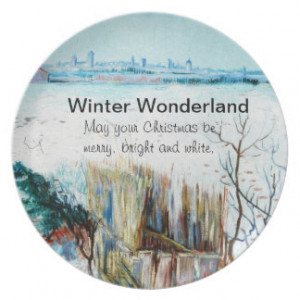 Vintage winter wonderland, Christmas holiday plate Party Plate
