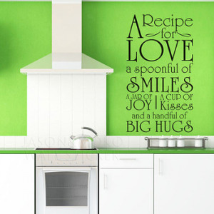... Quote - A recipe for love - Kitchen Family Wall Decals 60*105CM Free