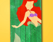 Ariel Little Mermaid Minamalist pai nted wood sign / Disney / Princess ...
