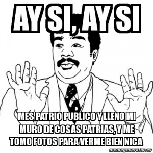 ay si, ay si mes patrio publico y lleno mi muro de cosas patrias, y me ...