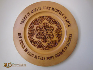Chip carved plate - F.Nietzsche quote