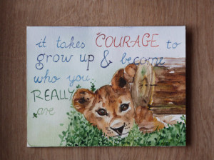 Motivational quote - lion cub original watercolor card