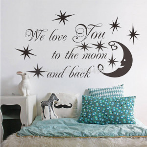 Wall Decor Letters Bedroon Wall Stickers Quote Love You To The Moon ...