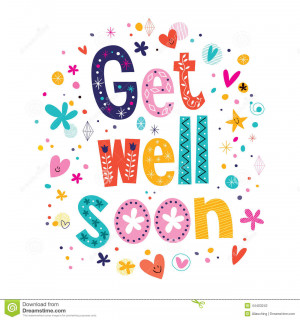 Get well soon lettering text greeting card.