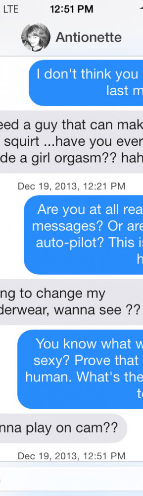 Sexting With a Tinder Spam-Bot, Things Get Weird