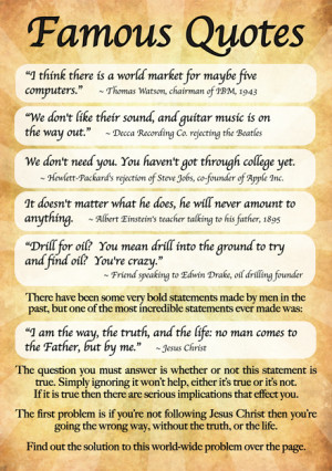 Famous Quotes A6 Gospel Tract