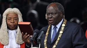 Kenyan President Mwai Kibaki takes a new oath of office on August 27 ...