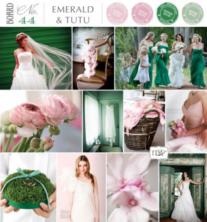 Emerald Green and Pink wedding inspiration board ~ beautiful