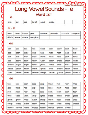 long e sound word list