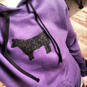 Stock Show Hoodie- Bling steer, pig ,lamb, goat, llamas, dairy cow ...