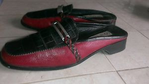 ÃÂ Brighton Jodi red pebble grain & Black Leather Croc Slip On ...