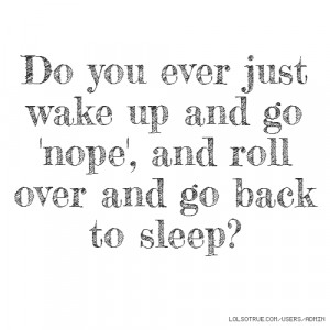 ... ever just wake up and go 'nope', and roll over and go back to sleep