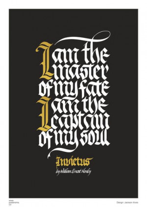 Typography: Invictus, William Henley canvas poster Black
